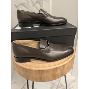 BOSS Hugo Boss Men's Dark Brown Leather Colby Loafer Shoes Size 10.5
